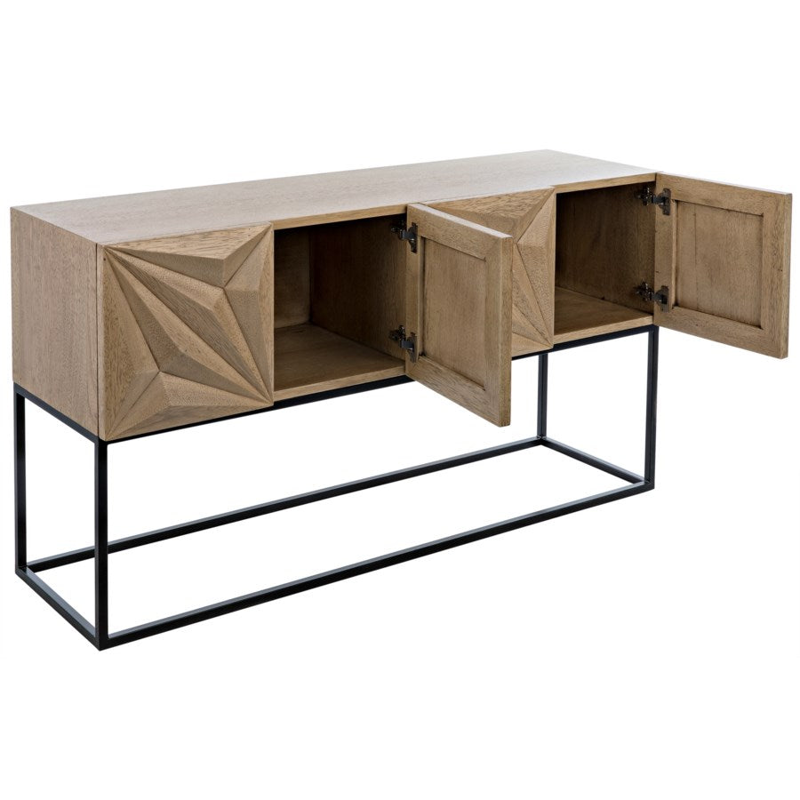 Zurich Console, Bleached Walnut with Metal