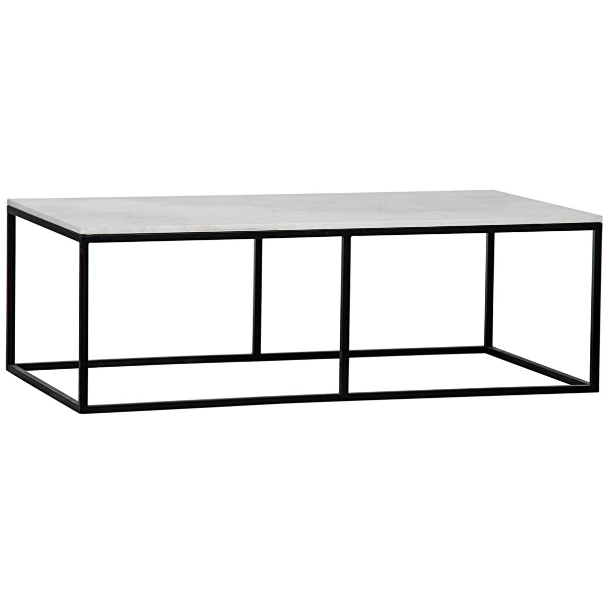 Lois Coffee Table, White Stone and Black Metal