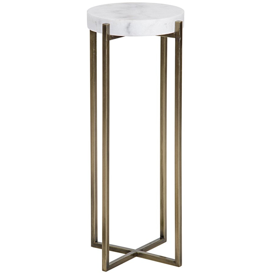Soho Side Table, Antique Brass, Metal and Quartz