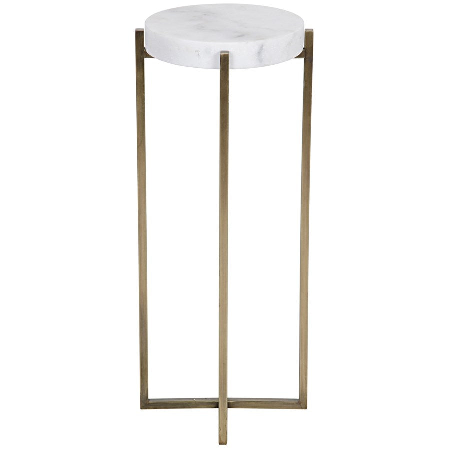 Soho Side Table, Antique Brass, Metal and Quartz