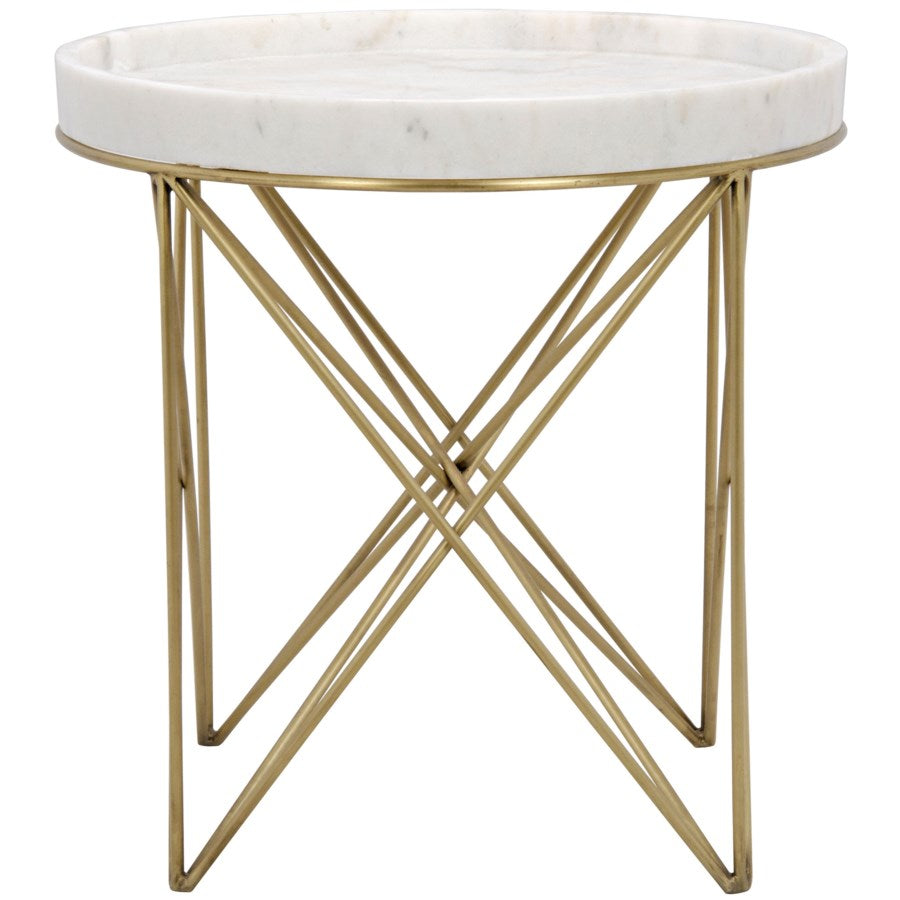 Prisma Side Table, Metal and Quartz
