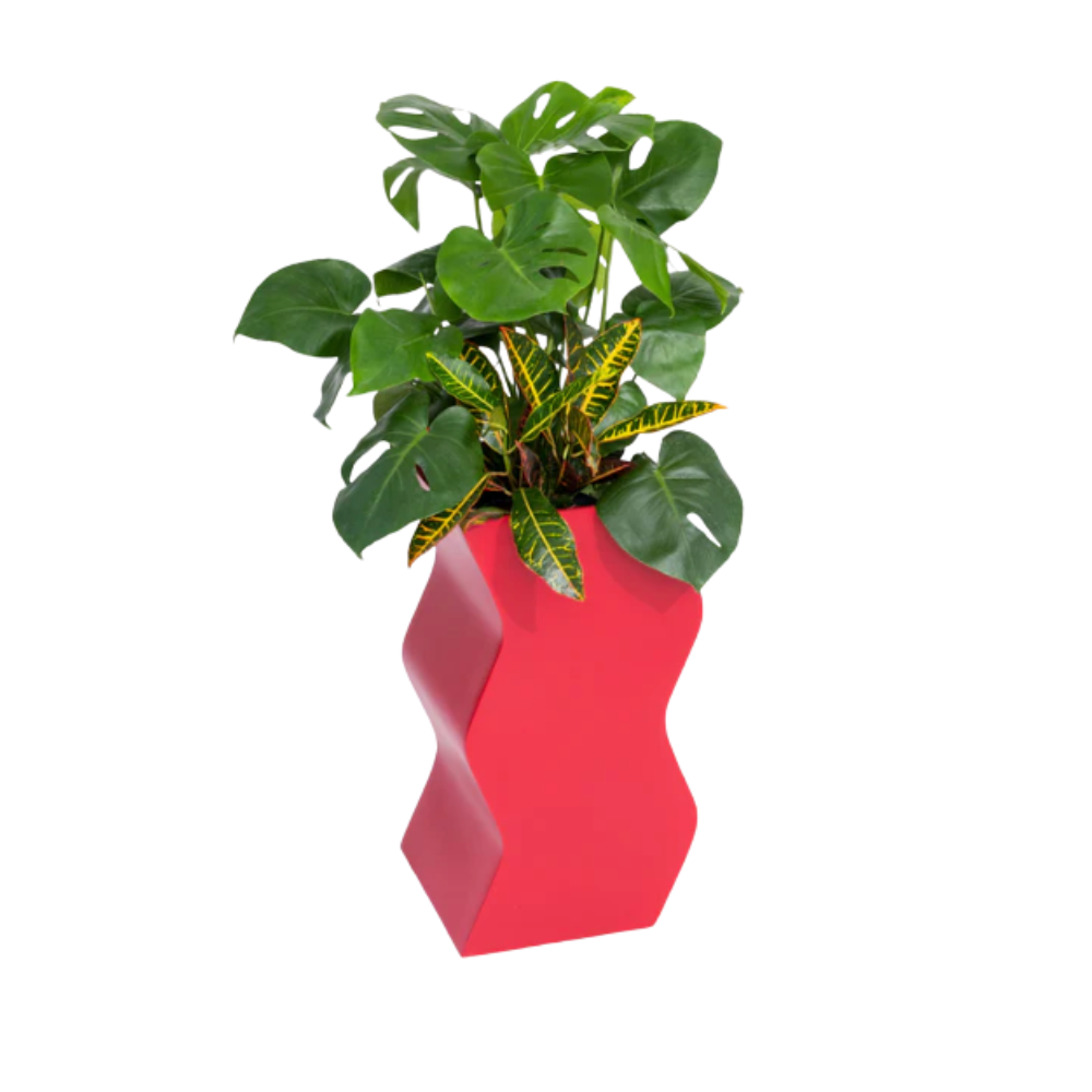 Modern Asymmetrical Floor Vase in Red - Decorating Essentials
