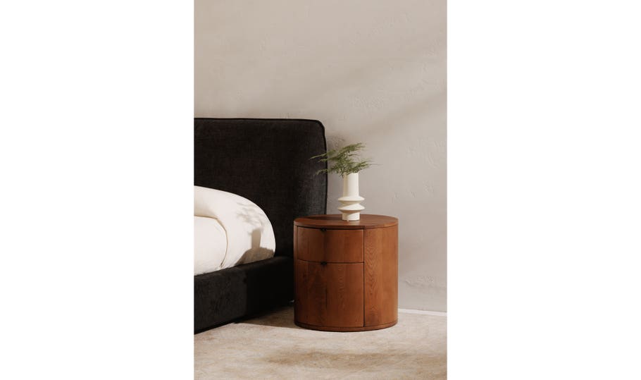 Theo Two Drawer Nightstand, Brown