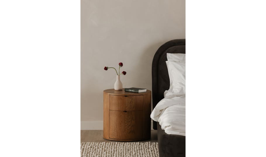 Theo Two Drawer Nightstand, Natural