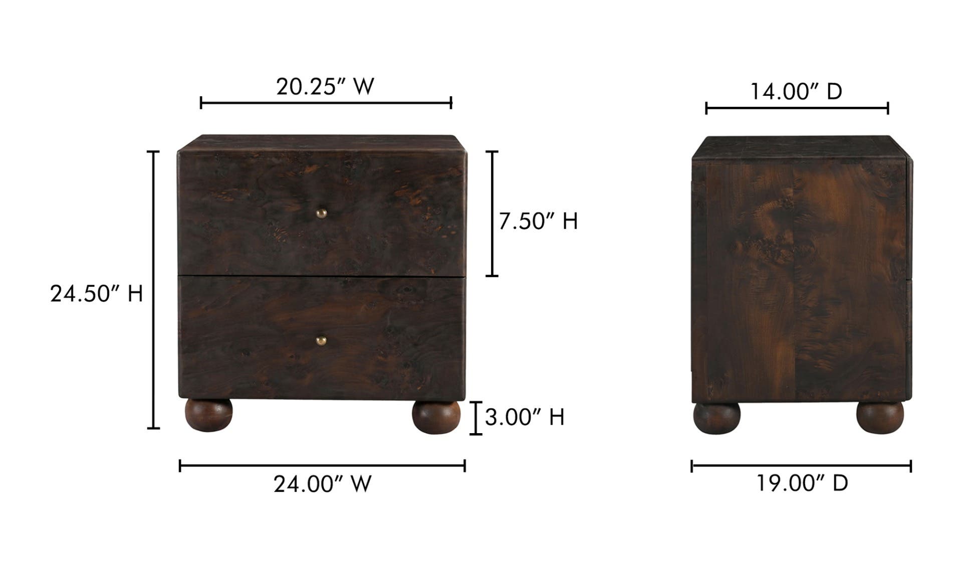 York Nightstand Dark Brown - Daniel House Club